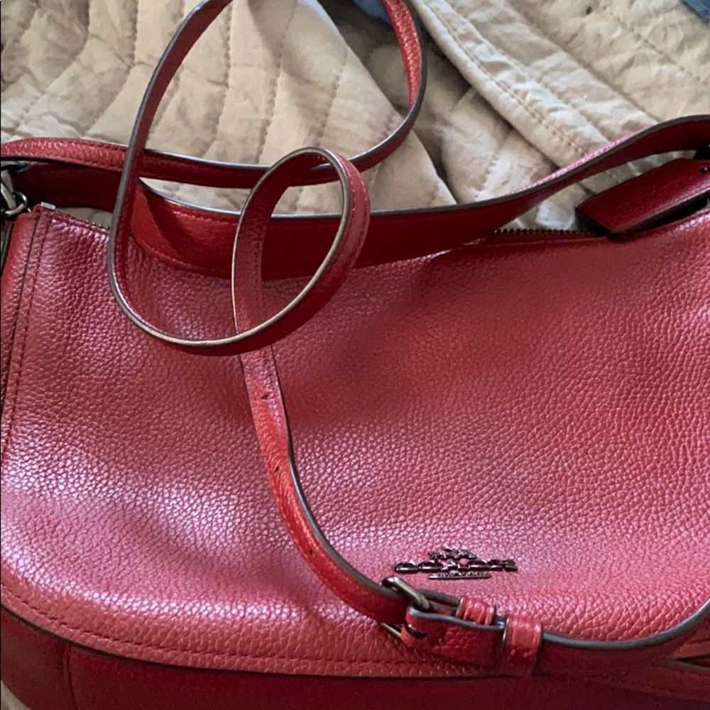 Red Leather Coach Shoulder/Crossbody bag